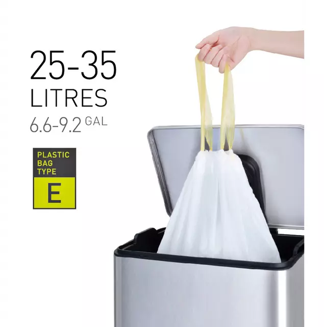 Een Afvalzak EKO MDPE type E met trekband 55x70cm 25-35L wit rol à 12 stuks koop je bij Klik Office BV