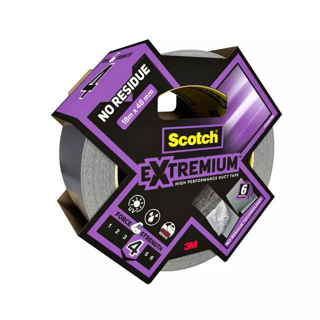 Een Plakband Scotch Extremium no residue duct tape 18.2mx48mm grijs koop je bij Van Leeuwen Boeken- en kantoorartikelen