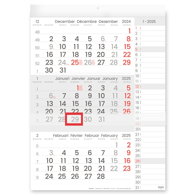 Een Calendrier trimestriel 2025 Manager format compact Notes koop je bij QuickOffice BV