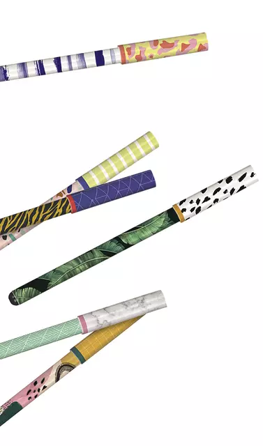 Een Balpen vrolijke print 6 assorti Slim pens koop je bij Goedkope Kantoorbenodigdheden