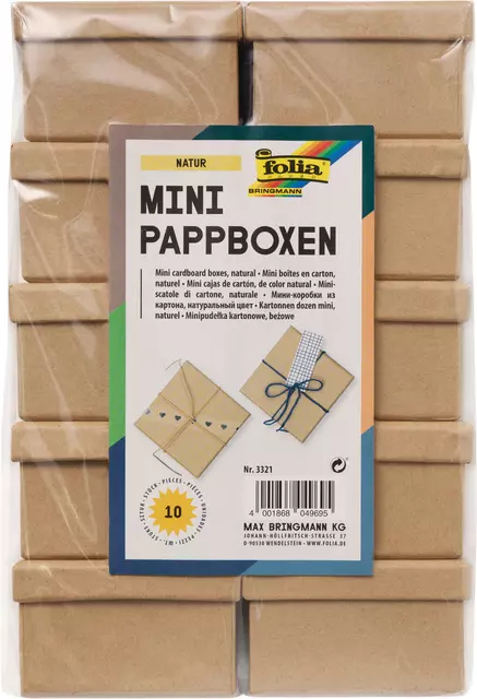 Een Doos karton Folia mini 7,5x7,5x4,5cm 10 stuks kraft koop je bij KantoorProfi België BV