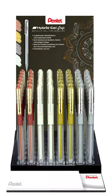 Een Gelschrijver Pentel K118 Grip medium assorti 4 kleuren koop je bij Van Hoye Kantoor BV