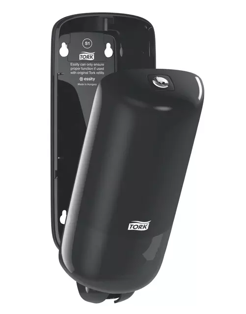 Een Zeepdispenser Tork S11 Elevation vloeibare en sprayzeep hygienisch zwart 560008 koop je bij Goedkope Kantoorbenodigdheden