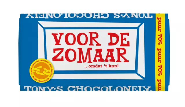 Een Chocolade Tony's Chocolonely puur zomaar reep 180gr koop je bij Van Leeuwen Boeken- en kantoorartikelen