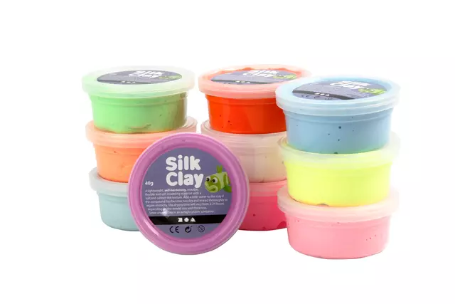 Een Klei Silk Clay basic-2 10 x 40gr 10 neon kleuren koop je bij Totaal Kantoor Goeree