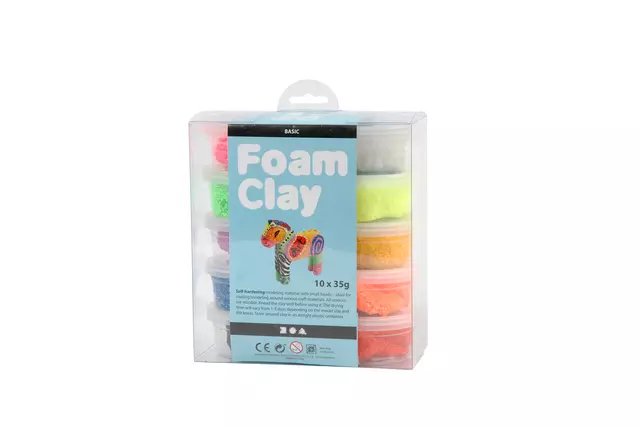 Een Klei Foam Clay basic 10 x 35gr 10 kleuren koop je bij Totaal Kantoor Goeree