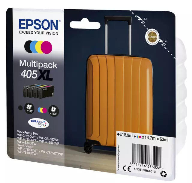 Een Inktcartridge Epson 405XL T05H64 zwart + 3 kleuren koop je bij QuickOffice BV