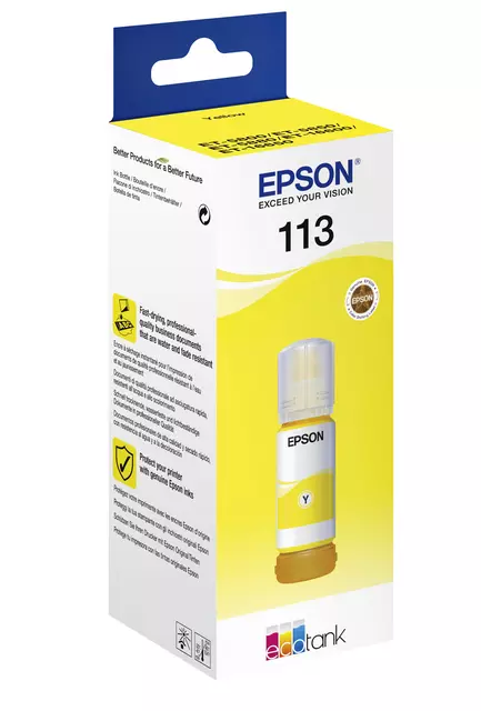 Een Navulinkt Epson 113 EcoTank geel koop je bij MV Kantoortechniek B.V.
