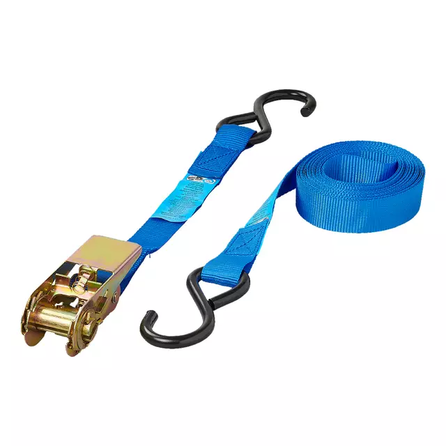 Een Spanband ProPlus blauw met ratel en 2 haken 5m koop je bij Totaal Kantoor Goeree