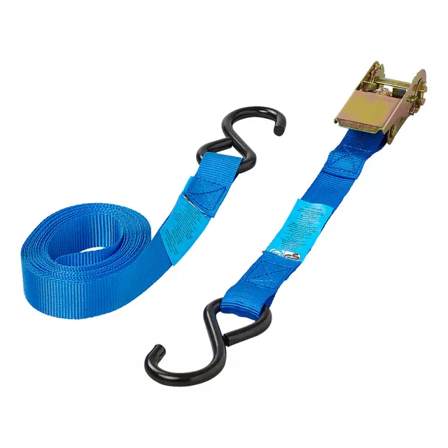 Een Spanband ProPlus blauw met ratel en 2 haken 5m koop je bij Van Leeuwen Boeken- en kantoorartikelen