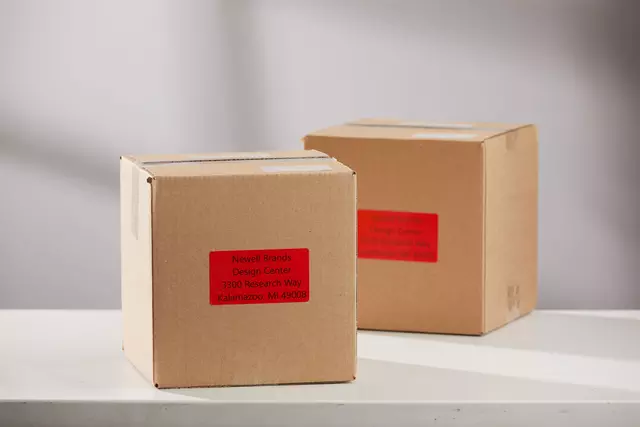 Een Etiket Dymo LabelWriter naamkaart 54x101mm 1 rol á 220 stuks rood koop je bij Van Leeuwen Boeken- en kantoorartikelen