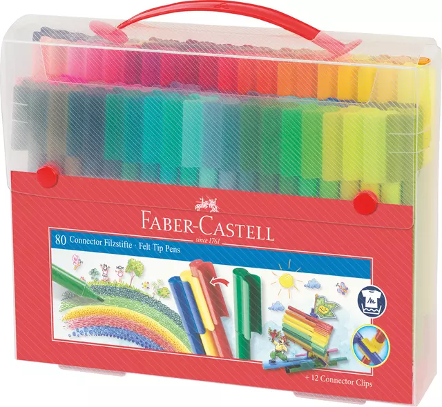 Een Kleurstift Faber-Castell Connector assorti cadeauset à 80 stuks koop je bij Totaal Kantoor Goeree