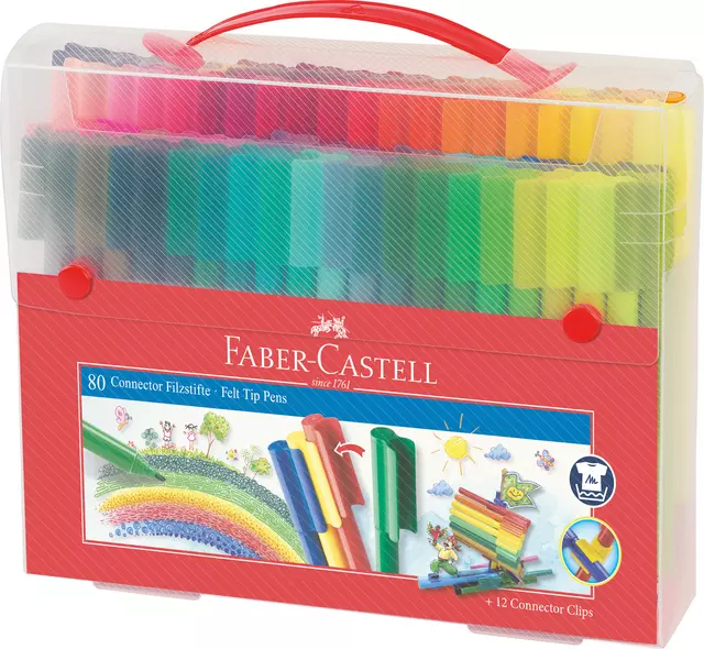 Kleurstift Faber-Castell Connector assorti cadeauset à 80 stuks