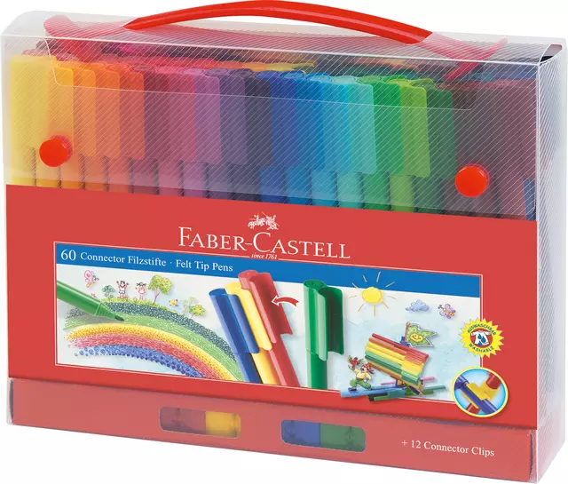 Een Kleurstift Faber-Castell Connector assorti koffer à 60 stuks koop je bij NiceSupplies.nl