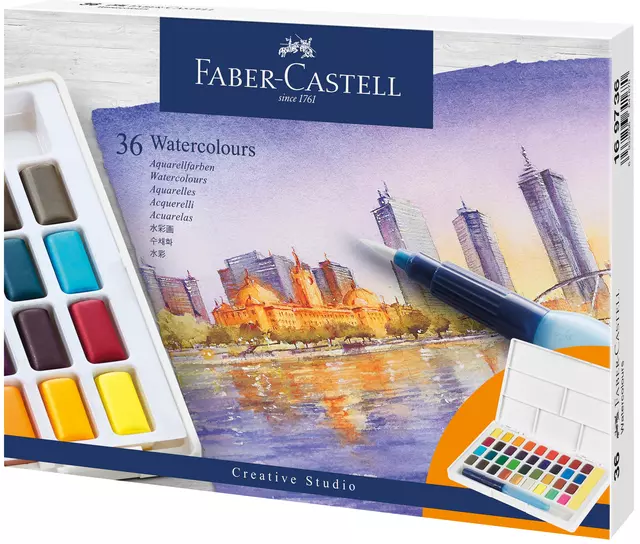 Een Waterverf Faber-Castell assorti palet à 36 stuks koop je bij Totaal Kantoor Goeree