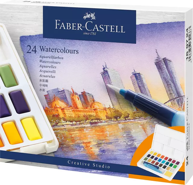 Een Waterverf Faber-Castell assorti palet à 24 stuks koop je bij Totaal Kantoor Goeree