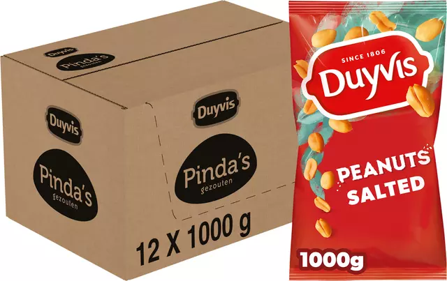 Een Pinda Duyvis gezouten zak1000 gram koop je bij Van Leeuwen Boeken- en kantoorartikelen