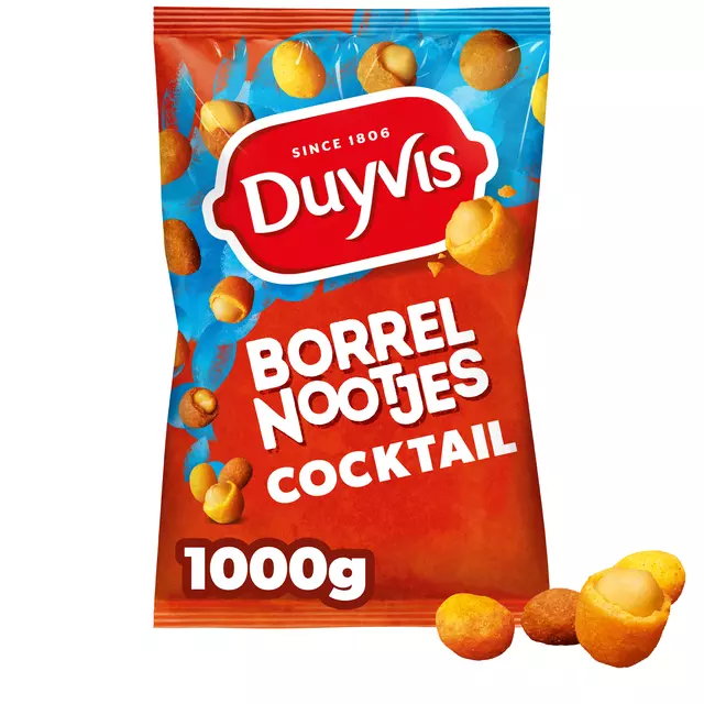 Een Borrelnootjes Duyvis cocktail zak 1000 gram koop je bij KantoorProfi België BV