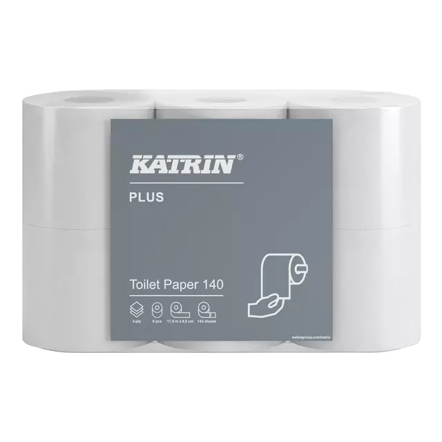 Een Toiletpapier Katrin Plus 3-laags wit 143vel 48rollen koop je bij KantoorProfi België BV