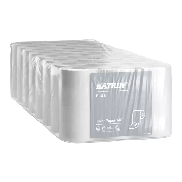 Een Toiletpapier Katrin Plus 3-laags wit 143vel 48rollen koop je bij Van Hoye Kantoor BV