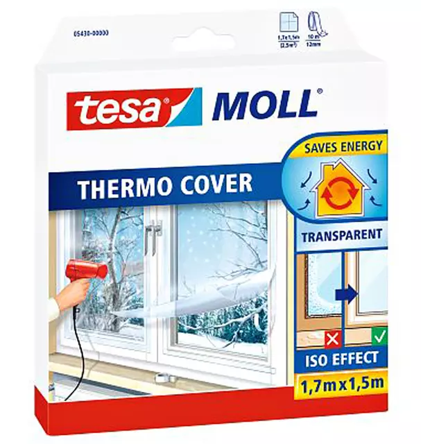 Een Isolatiefolie tesamoll® Thermo Cover voor ramen 1,7x1,5m transparant koop je bij Van Leeuwen Boeken- en kantoorartikelen