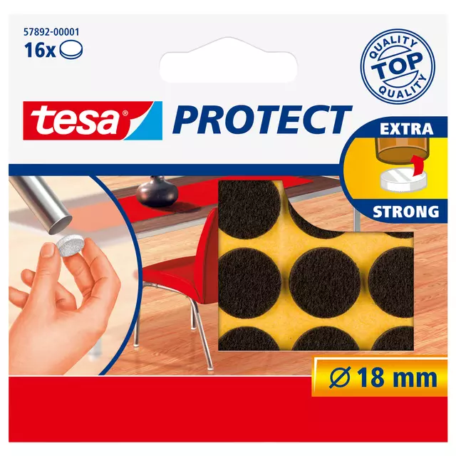 Een Beschermvilt tesa® Protect anti-kras Ø18mm bruin 12 stuks koop je bij KantoorProfi België BV
