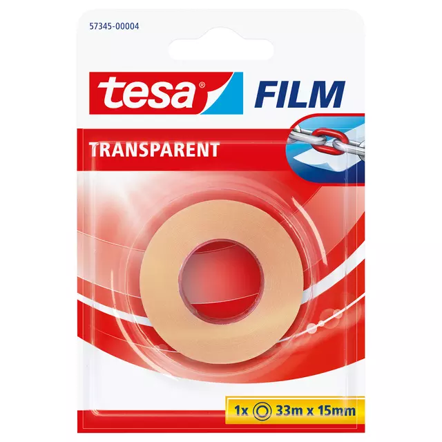 Een Plakband tesafilm® 33mx15mm Transparant blister koop je bij MV Kantoortechniek B.V.