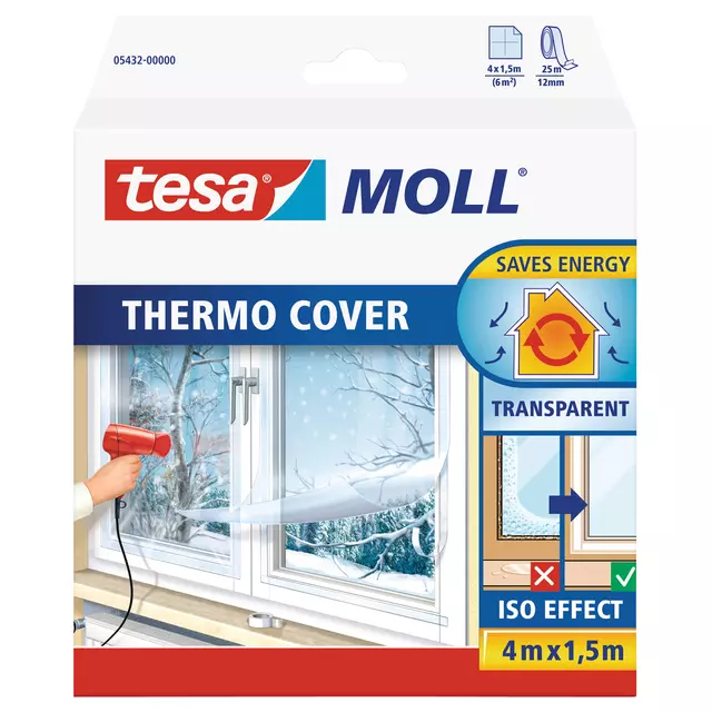 Een Isolatiefolie tesamoll® Thermo Cover tbv ramen 1,5x4m transparant koop je bij Van Leeuwen Boeken- en kantoorartikelen