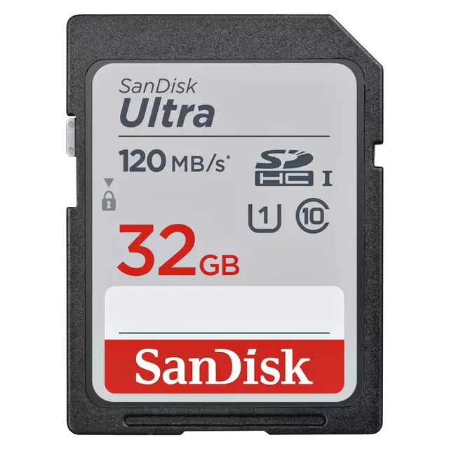 Een Geheugenkaart Sandisk SDHC Ultra 32GB (Class 10/UHS-I/120MB/s) koop je bij Van Leeuwen Boeken- en kantoorartikelen