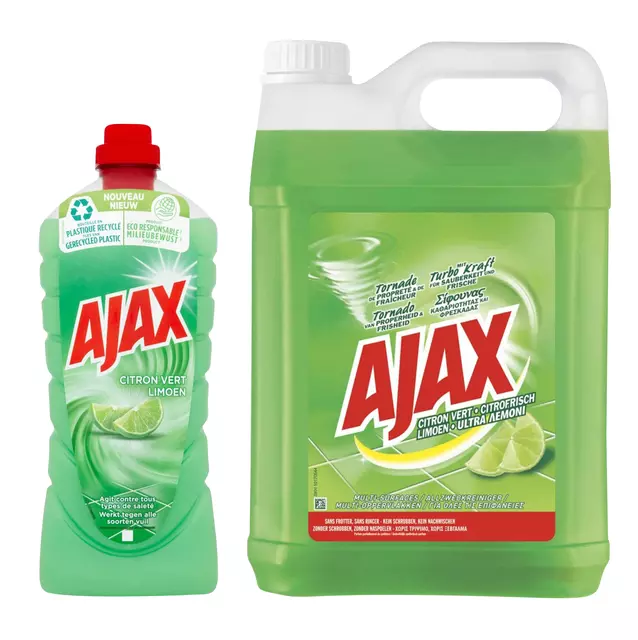 Een Allesreiniger Ajax Limoen fris 5L koop je bij Van Hoye Kantoor BV