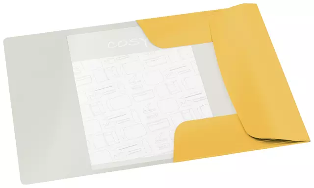 Een Elastomap Leitz Cosy A4 3-kleps geel koop je bij Goedkope Kantoorbenodigdheden