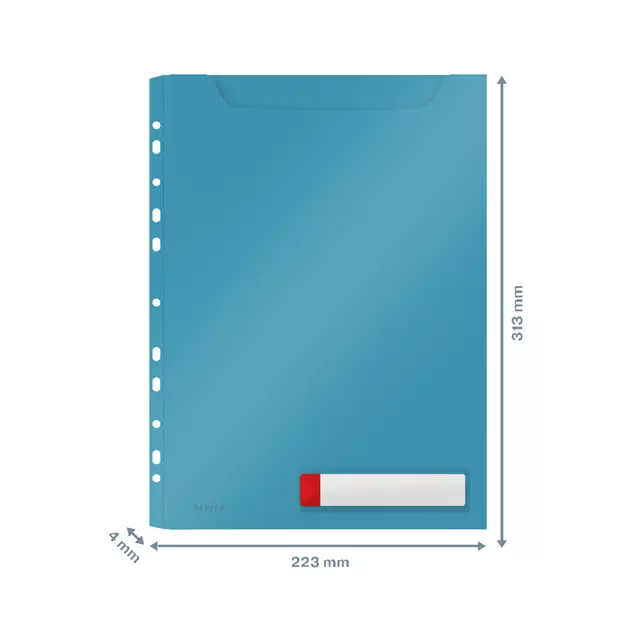 Een Insteekmap U-model Leitz Cosy harmonica A4 met perforatiestrip PP blauw koop je bij Van Leeuwen Boeken- en kantoorartikelen