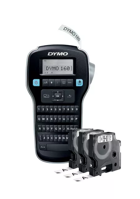 Een Labelprinter Dymo LabelManager 160 draagbaar qwerty 12mm zwart valuepack koop je bij Goedkope Kantoorbenodigdheden