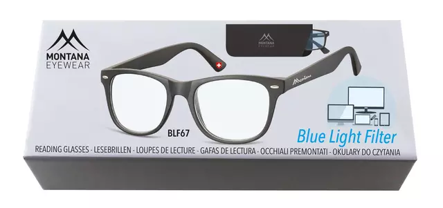 Leesbril Montana blue light filter +3.50 dpt zwart