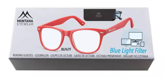 Leesbril Montana +1.00 dpt blue light filter rood