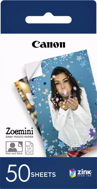 Een Fotopapier Canon Zoemini ZP-2030 50vel koop je bij Van Leeuwen Boeken- en kantoorartikelen