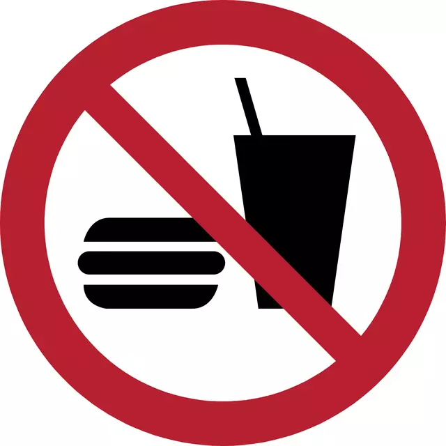Een Pictogram Tarifold eten en drinken niet toegestaan ø200mm koop je bij KantoorProfi België BV