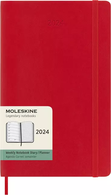 Een Agenda 2024 Moleskine 12M Planner Weekly 7dag/1pagina large 130x210mm soft cover scarlet red koop je bij KantoorProfi België BV