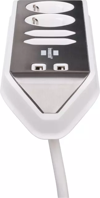 Een Stekkerdoos Brennenstuhl bureau Estilo 4-voudig incl. 2 USB 2m wit zilver koop je bij Totaal Kantoor Goeree