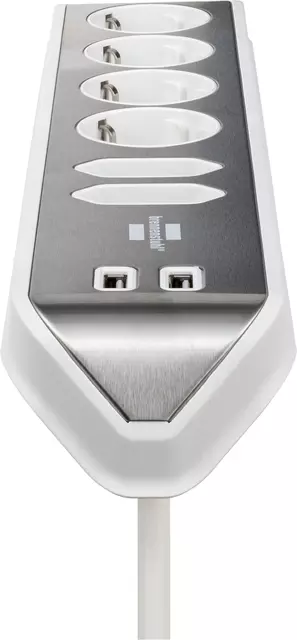 Stekkerdoos Brennenstuhl bureau Estilo 6 voudig inclusief 2 USB 200cm wit/zilver