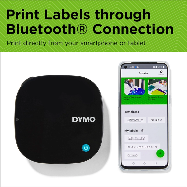 Een Labelprinter Dymo LetraTag 200B draagbaar bluetooth 12mm zwart display koop je bij NiceSupplies.nl