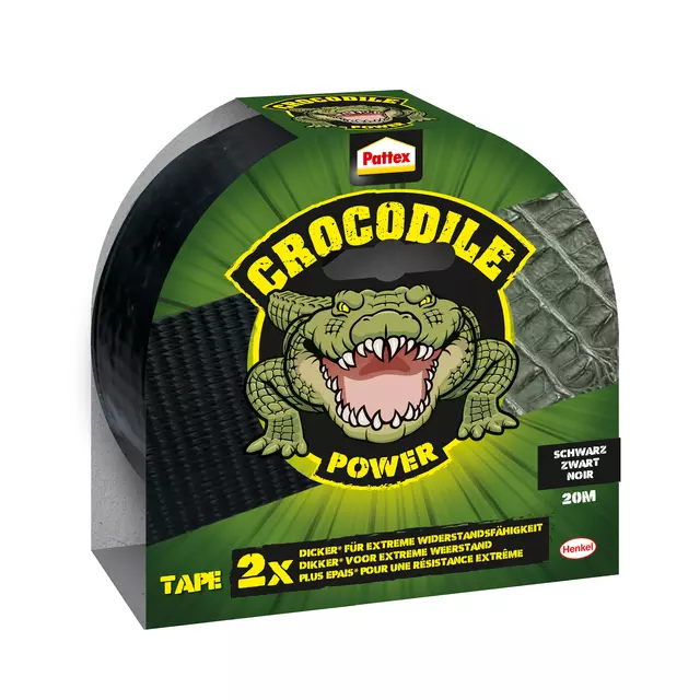 Een Plakband Pattex Crocodile Power Tape 50mmx20m zwart koop je bij EconOffice