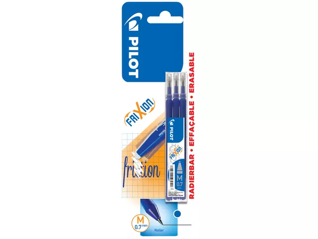 Een Rollerpenvulling PILOT friXion medium blauw blister à 3 stuks koop je bij EconOffice