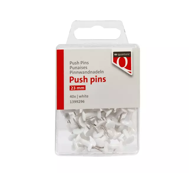Een Push pins Quantore 40 stuks wit koop je bij Kantoorvakhandel van der Heijde