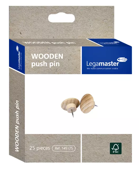 Een Push pins Legamaster hout 25stuks koop je bij Van Leeuwen Boeken- en kantoorartikelen