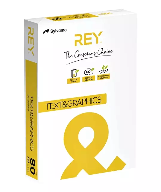 Een Kopieerpapier Rey Text & Graphics A4 80gr wit 500vel koop je bij Totaal Kantoor Goeree