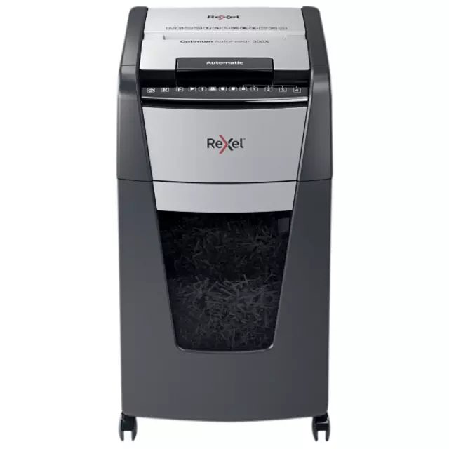 Buy your Paper shredder Rexel Optimum Auto+ 300X P4 shreds 4x26mm at QuickOffice BV