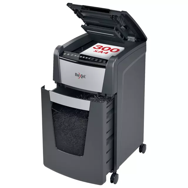 Buy your Paper shredder Rexel Optimum Auto+ 300X P4 shreds 4x26mm at QuickOffice BV