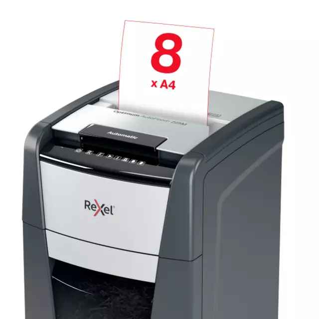 Buy your Paper shredder Rexel Optimum Auto+ 225M P5 shreds 2x15mm at QuickOffice BV