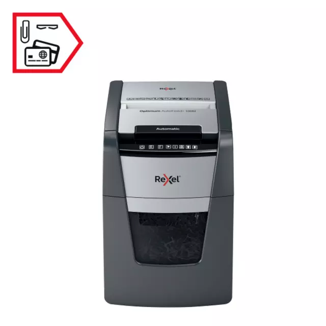 Buy your Paper shredder Rexel Optimum Auto+ 100M P5 shreds 2x15mm at QuickOffice BV